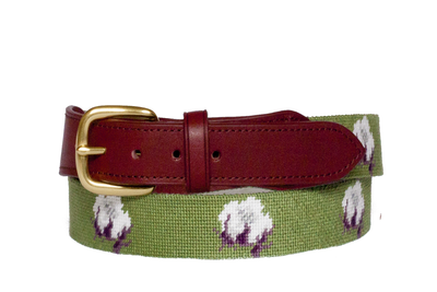Cotton Boll Needlepoint Belt by Asher Riley