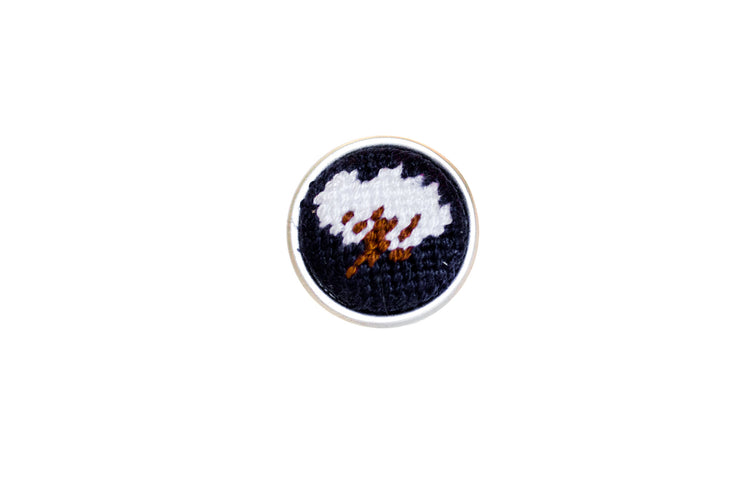 cotton boll needlepoint cufflinks by Asher Riley