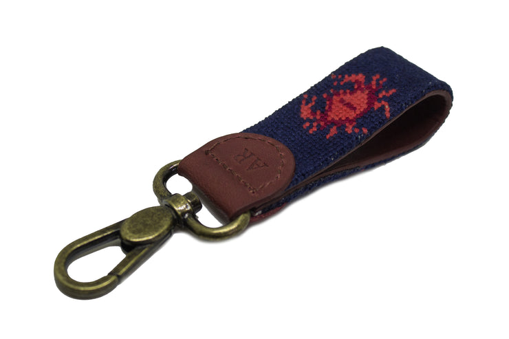 Crab needlepoint key fob by Asher Riley