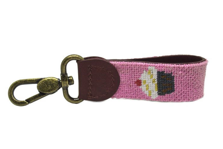 Cupcake needlepoint key fob by Asher Riley