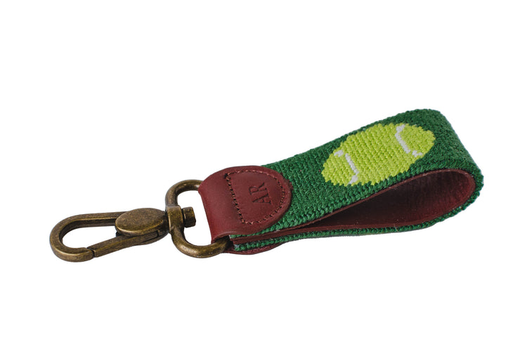 Tennis ball needlepoint key fob by Asher Riley