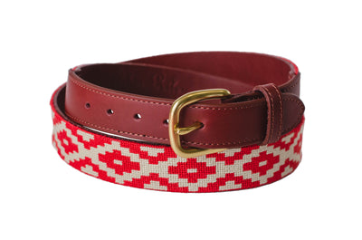 Red Gaucho needlepoint belt by Asher Riley