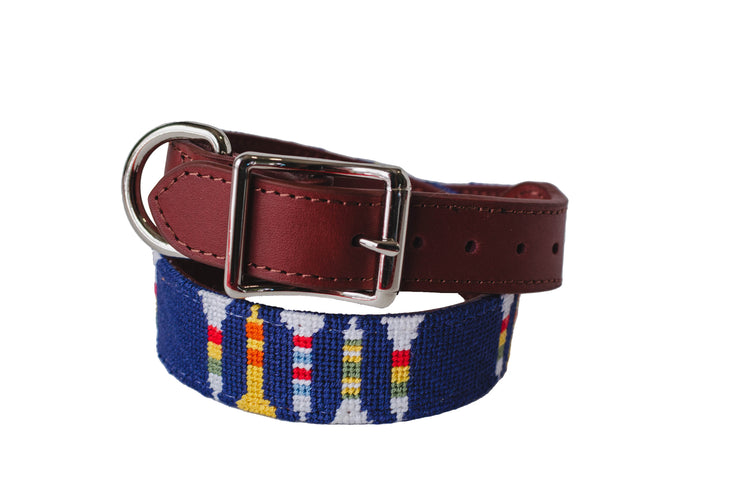 Golf Tees Needlepoint Dog collar by Asher Riley