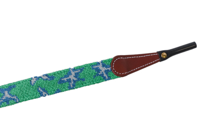 Starfish on Green Needlepoint Sunglass Straps