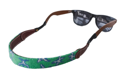 Starfish on Green Needlepoint Sunglass Straps