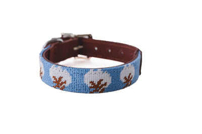 Cotton on Blue Mini Needlepoint Dog Collar