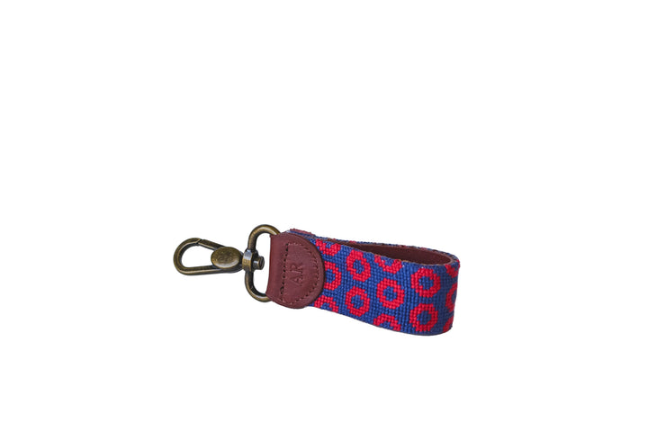 Red Circle Needlepoint Key Fob