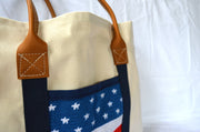 Asher Riley, american flag needlepoint tote bag