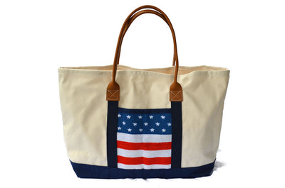 Asher Riley, tote bag, needlepoint american flag