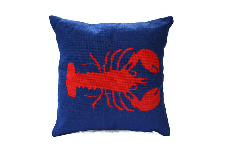 Asher Riley lobster vintage needlepoint pillow