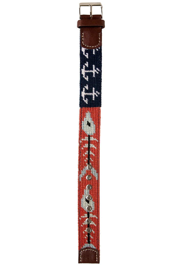 Asher Riley bonefish and anchor needlepoint watch strap