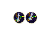 Asher Riley flying mallard needlepoint cufflinks 