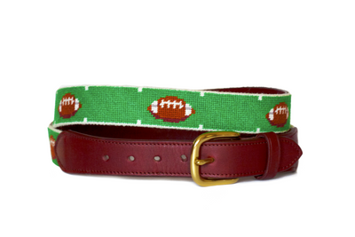 Asher Riley football needlepoint belt