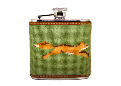 Fox Needlepoint flask by Asher Riley