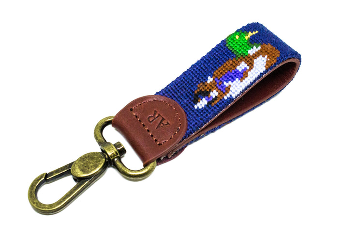 Mallard needlepoint key fob by Asher Riley
