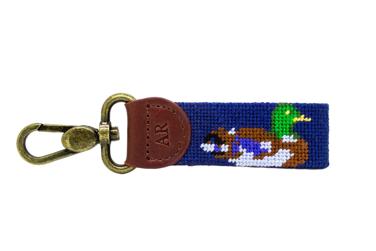 Mallard needlepoint key fob by Asher Riley