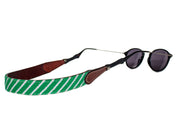 Green and white stripe needlepoint sunglass straps by Asher Riley