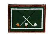 Golf clubs needlepoint card wallet