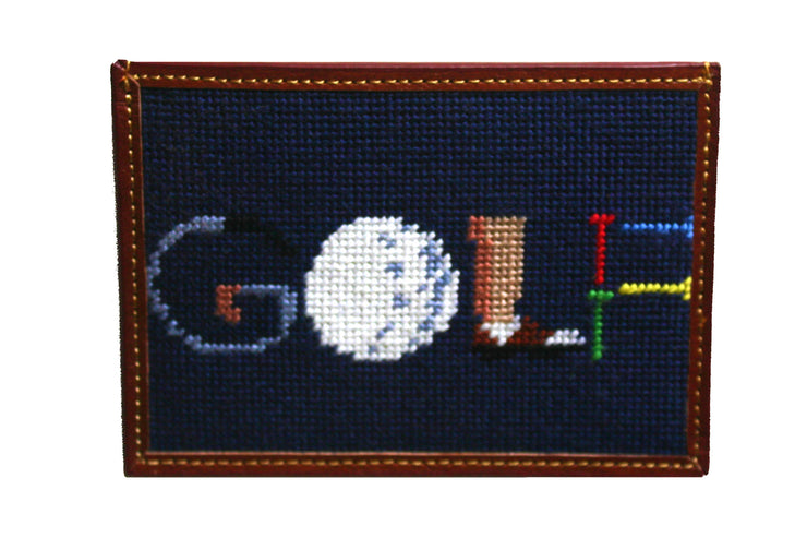 Golf needlepoint card wallet by Asher Riley