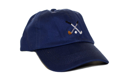 GOLF CLUBS NEEDLEPOINT HAT NAVY