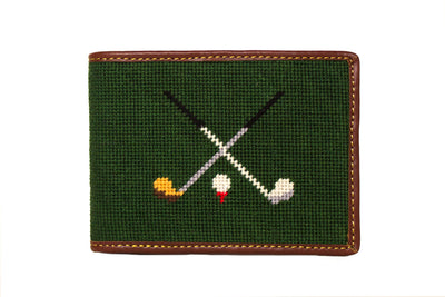 Asher Riley golf clubs needlepoint wallet