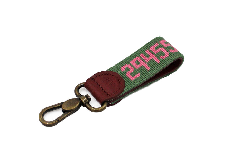 Green Kiawa Island Needlepoint Key Fob