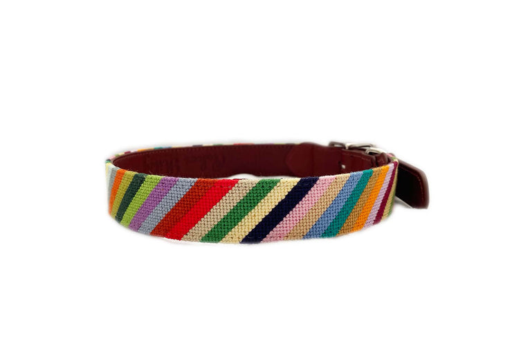 Groovy Striped Needlepoint Dog Collar by Asher Riley