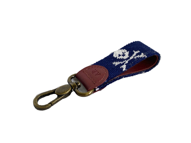 Jolly Roger needlepoint key fob by Asher Riley