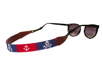 Asher Riley jolly roger and anchor needlepoint sunglass straps