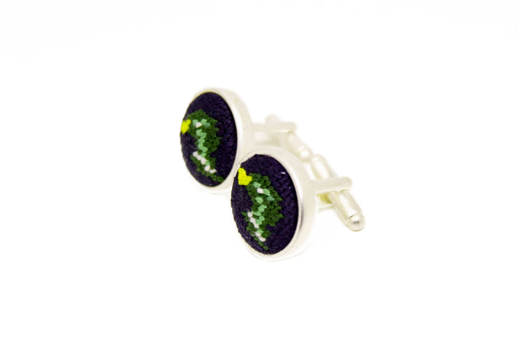 Mallard needlepoint cufflinks by Asher Riley