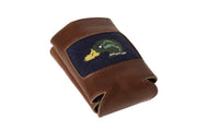Mallard needlepoint can cooler leather koozie by Asher Riley