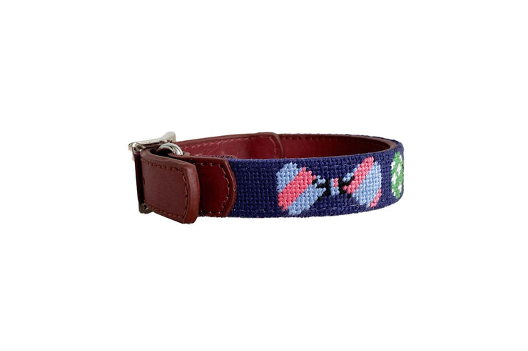 Bow Tie needlepoint collar for small dogs