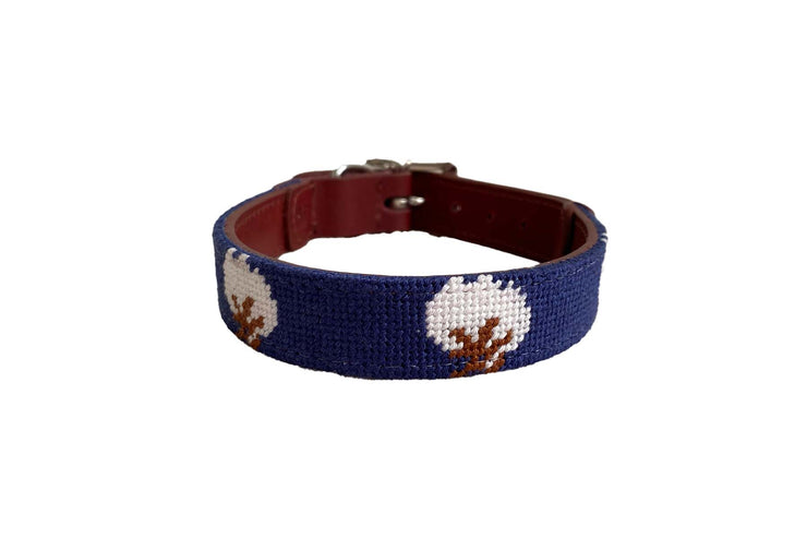 Cotton on Navy needlepoint mini dog collar