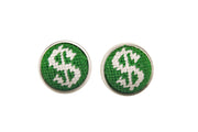 money sign needlepoint cufflinks by Asher Riley