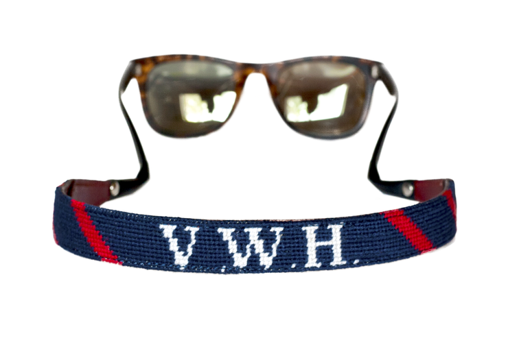 Asher Riley needlepoint monogrammed sunglass straps