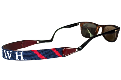 Asher Riley needlepoint monogrammed sunglass straps