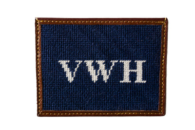 Asher Riley monogrammed needlepoint card wallet