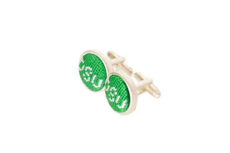 Asher Riley Monogrammed needlepoint cufflinks