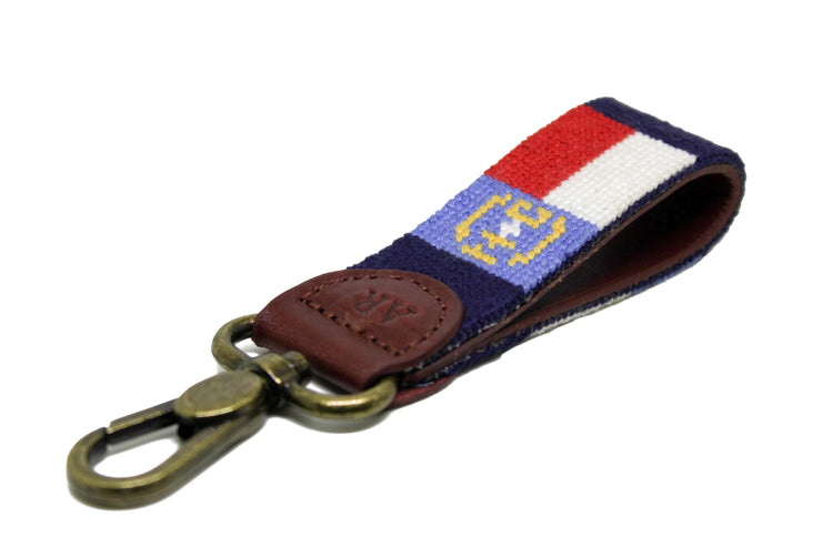 Asher Riley North Carolina Flag needlepoint key fob