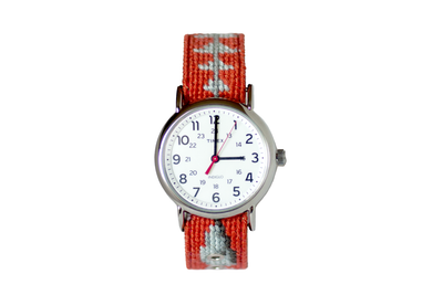 Asher Riley bonefish needlepoint watch strap and Timex Watch Face
