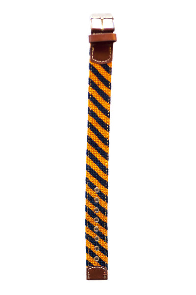 Asher Riley orange & navy stripe needlepoint watch strap