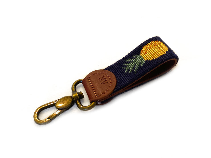 Pineapple needlepoint key fob by Asher Riley