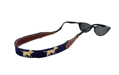 Yellow Lab on Navy Needlepoint Sunglass Straps