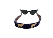 Yellow Lab on Navy Needlepoint Sunglass Straps