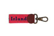 Pink Kiawa Island needlepoint key fob by Asher Riley