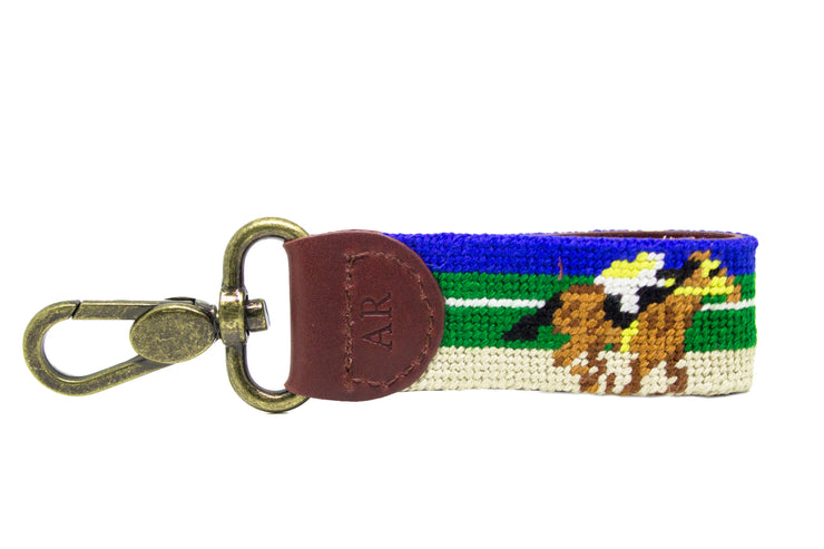 Race Horse needlepoint key fob by Asher Riley