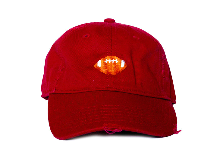 FOOTBALL NEEDLEPOINT HAT RED