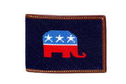Republican Elephant needlepoint wallet by Asher Riley