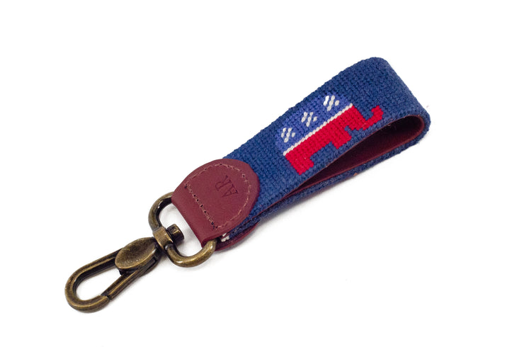 Republican needlepoint key fob by Asher Riley