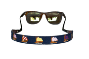 Asher Riley needlepoint sailboat on blue sunglass straps